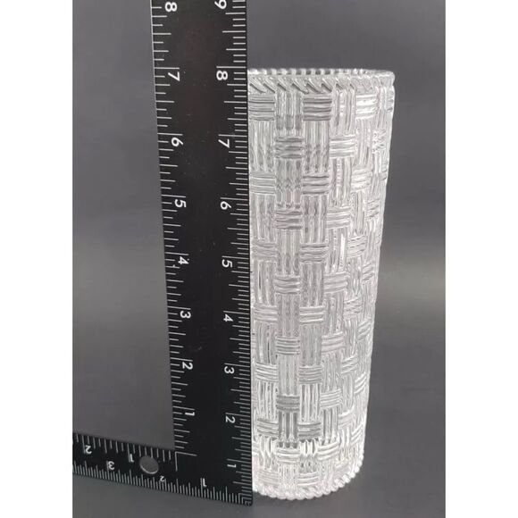 Tiffany & Co Crystal Vase 8" Cylinder Basket Weave Signed /Heavy Made in Germany - Picture 5 of 7